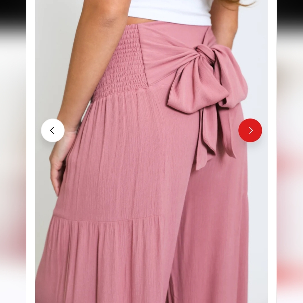Rewash Tiered Wide Leg Dusty Pink Pants XL Hippie Bohemian Festival - Picture 3 of 11